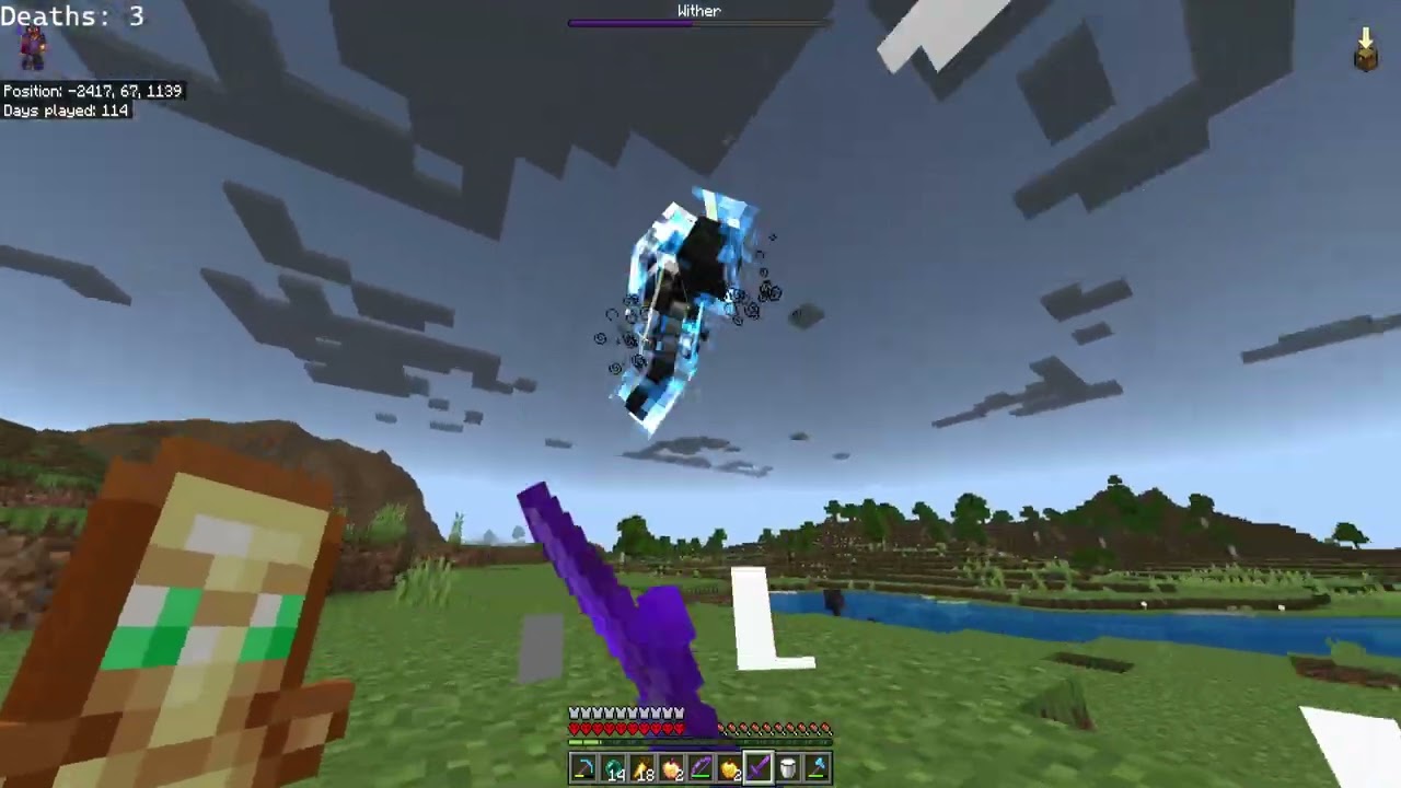 First time fighting the Bedrock Wither in Bedrock Hardcore Minecraft