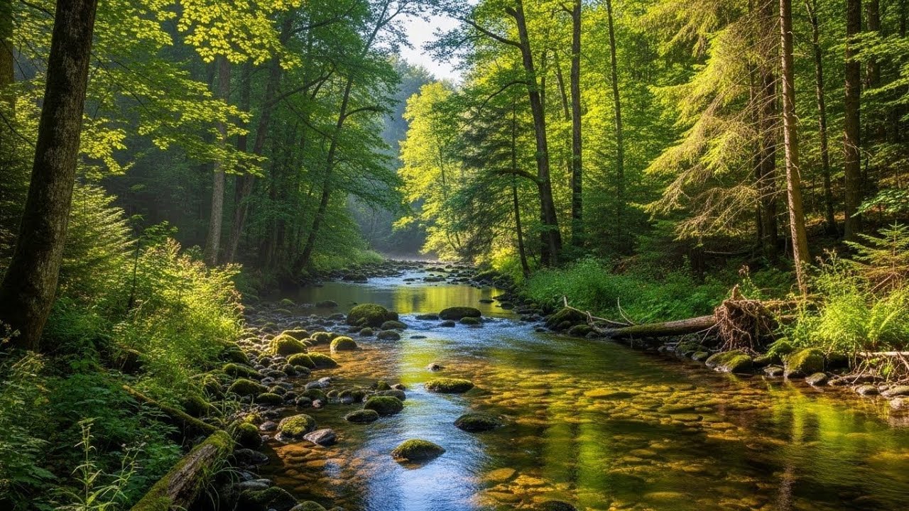 Peaceful Flowing River 🌊 Natural Ambience Sound for Deep Sleep and Stress Relief #306