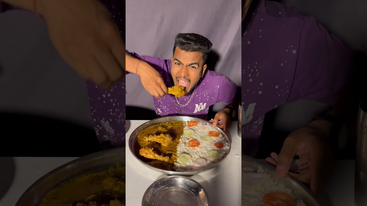 Big Thali Chicken Leg Curry Rice 2 Minute Eating Challenge 😱 | Asmr Eating Video | Chicken Leg piece