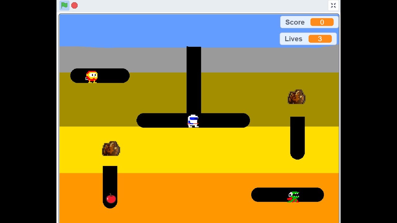 Scratch 3.0 - How to make Dig Dug (Classic Arcade Game)