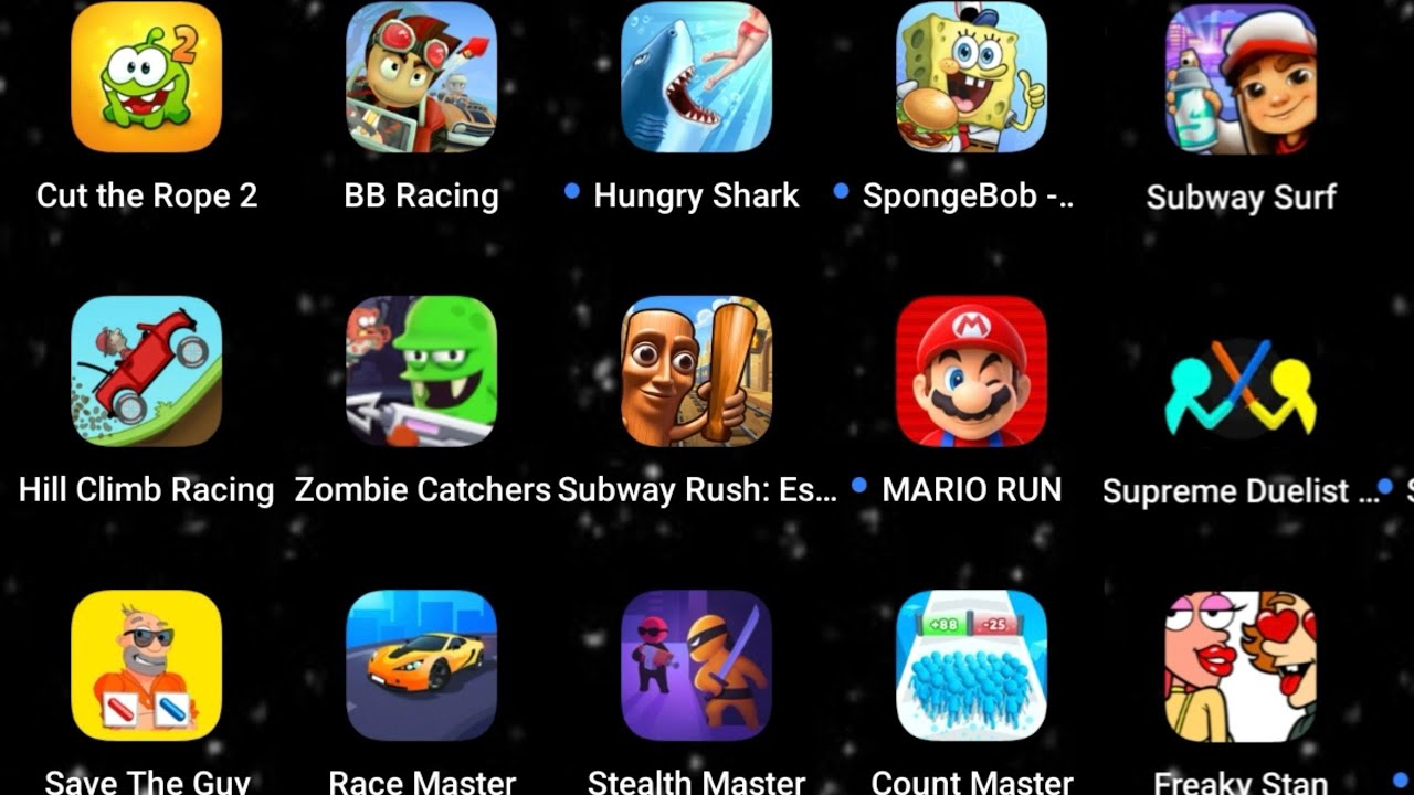Stealth Master, Race Master, Subway Surf, Red Ball 4, Swamp Attack, Tom Gold, Poppy playtime,Roblox.