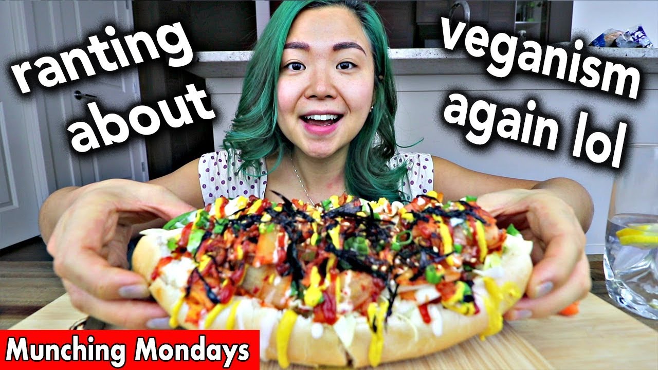 GIANT KIMCHI HOT DOG MUKBANG (VEGAN) // Munching Mondays Ep.13
