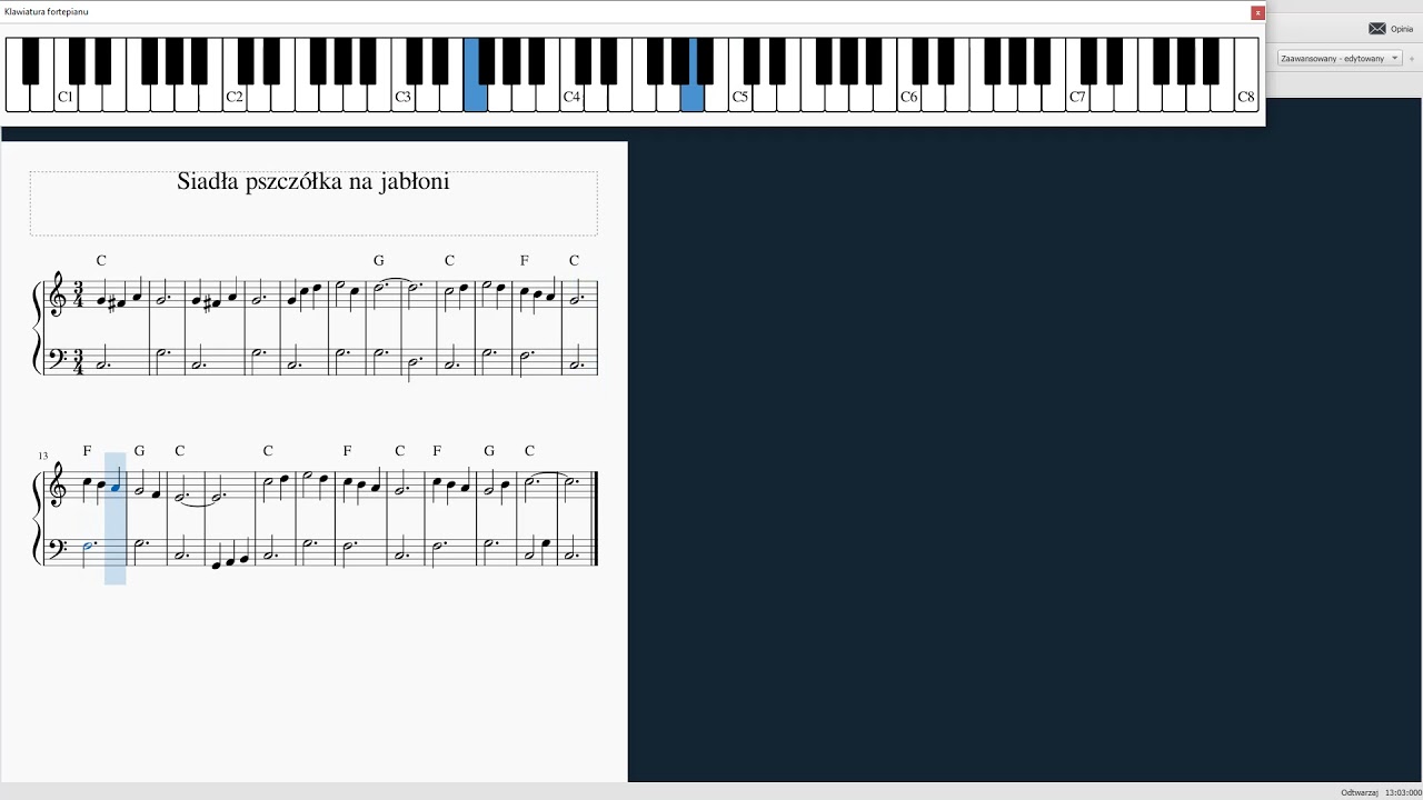 Siadła pszczółka na jabłoni #73 piano tutorial (ŁATWA - EASY)