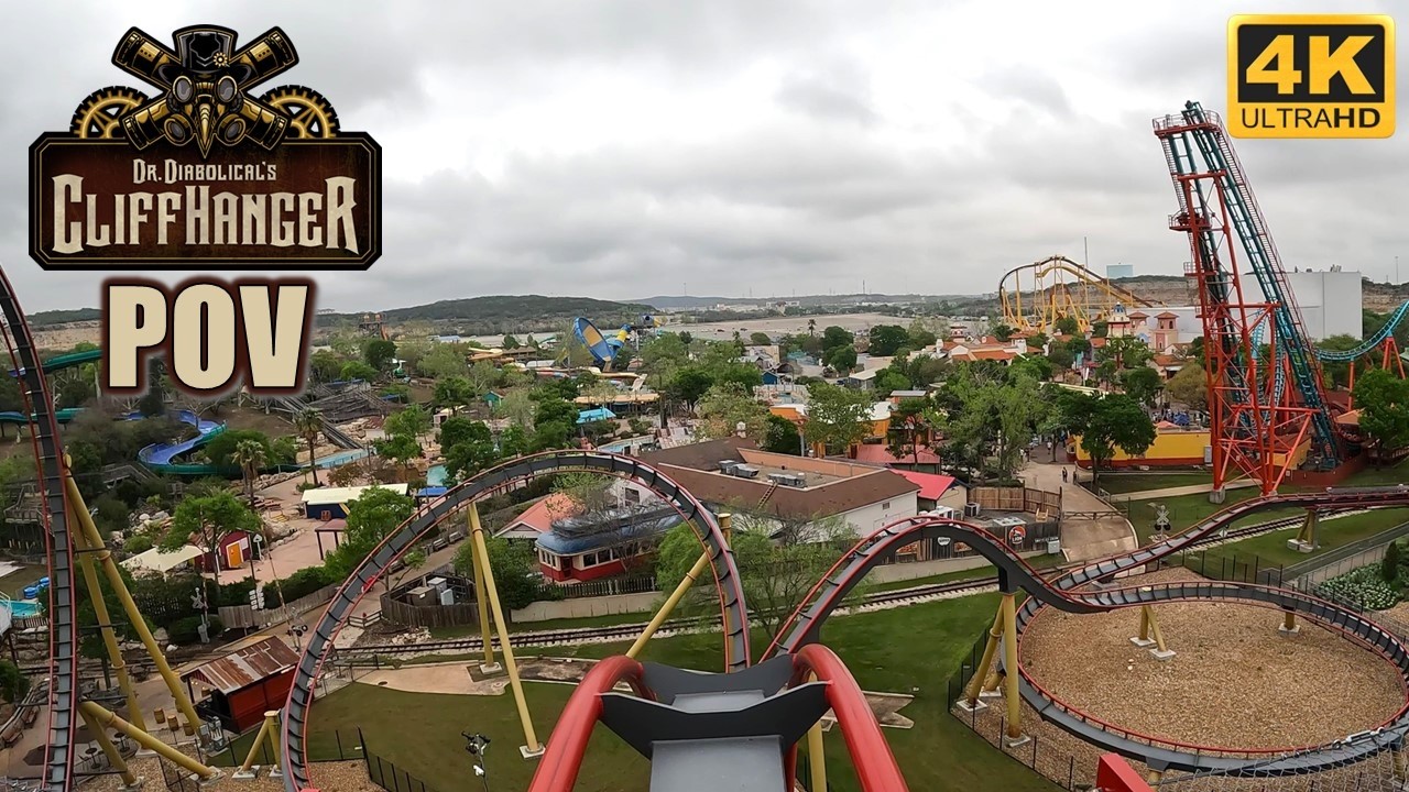 Dr  Diabolical's Cliffhanger POV (4K 60FPS), Six Flags Fiesta Texas B&M Dive | Non-Copyright