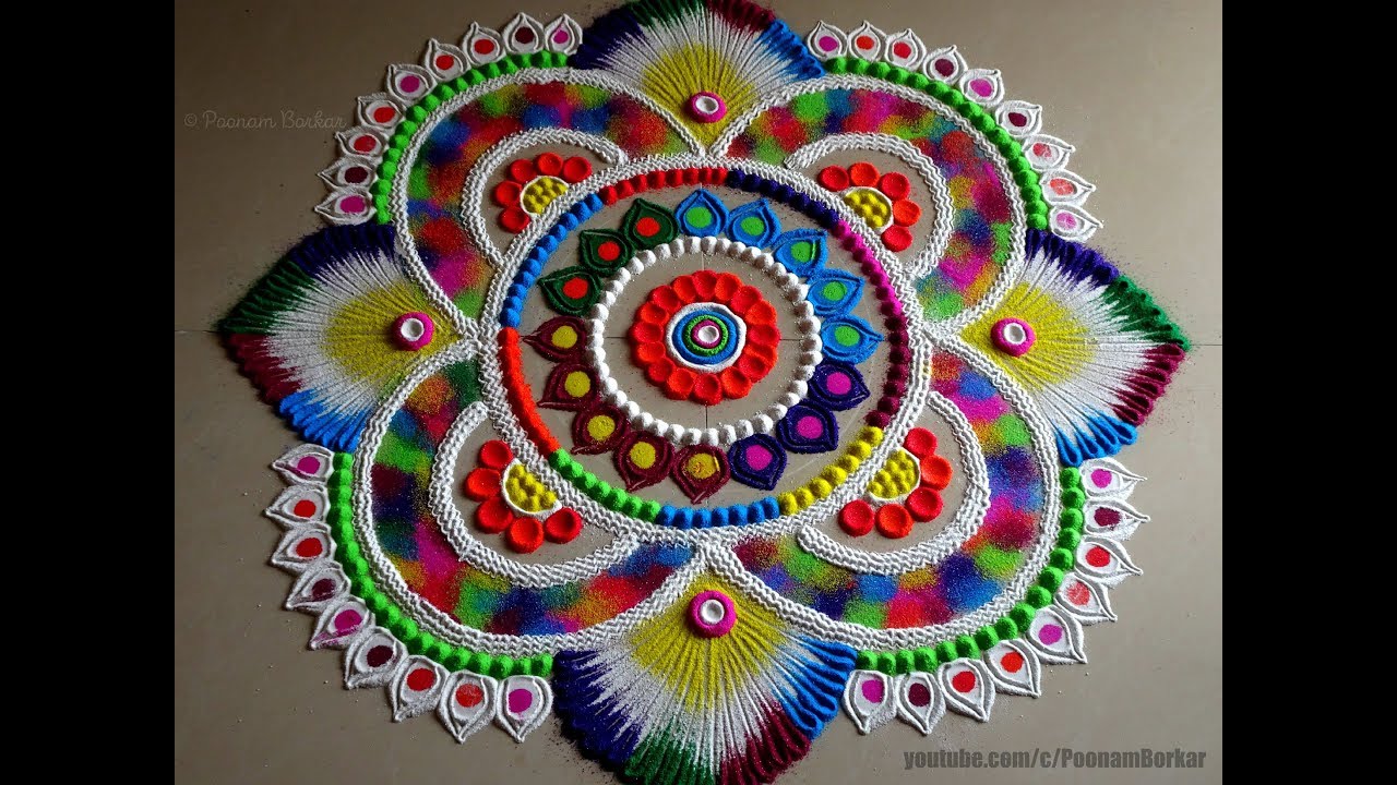 Very easy, colorful and attractive rangoli for festivals | Easy rangoli designs by Poonam Borkar