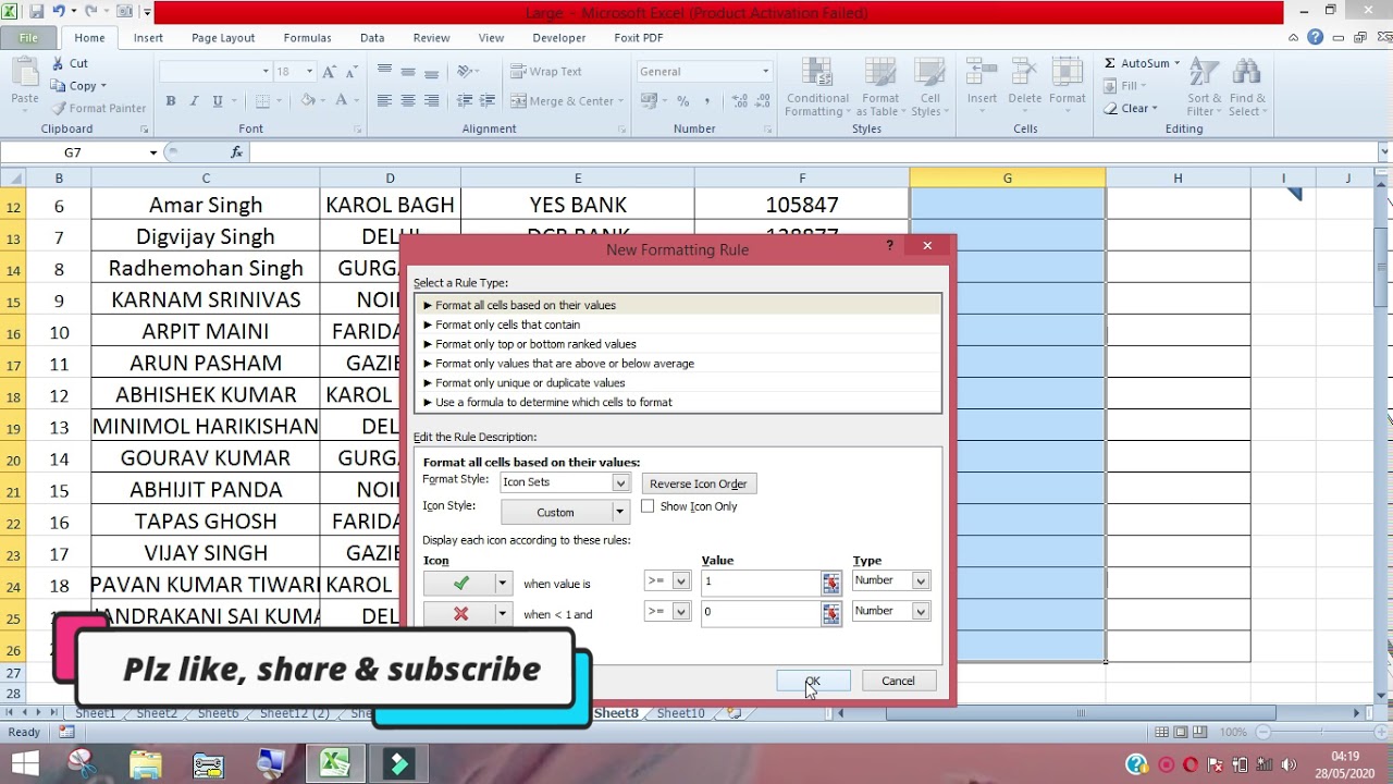 HOW TO SET ICON IN CELL/RIGHT AND WRONG ICON/