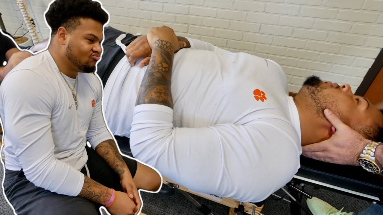 *COLLEGE ATHLETE* gets *3 Y Strap* CHIROPRACTIC Adjustments!! CLEMSON FOOTBALL *Xavier Thomas*