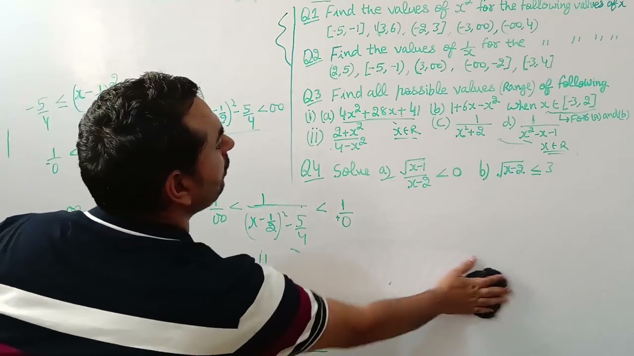 2. Finding range of given expressions when x is given