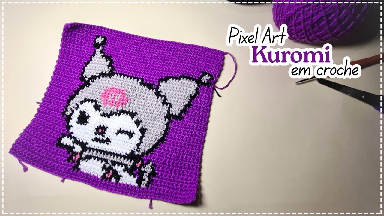 Kuromi Pixel Art em Crochê | Passo a Passo Fácil