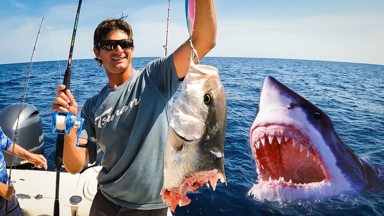 Shark Attacks Fish - Grouper Fishing Offshore
