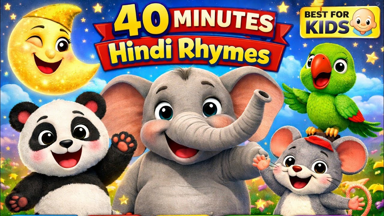 Hindi Nursery Rhymes 40 Min | Chanda Mama Aao, Panda Song, Hathi, Meethu Tota | Kids Rhymes 