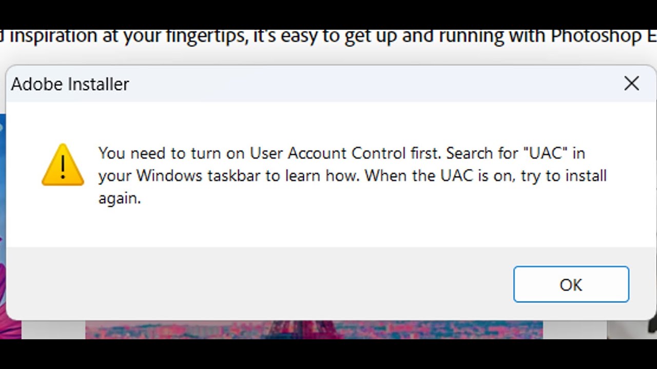 Fix Adobe Installer Error You Need To Turn On User Account Control First