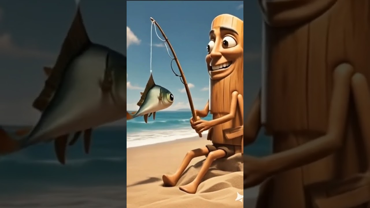 Tungtung fishing in beach #trending #shorts #tungtungtungsahur #QueenAi