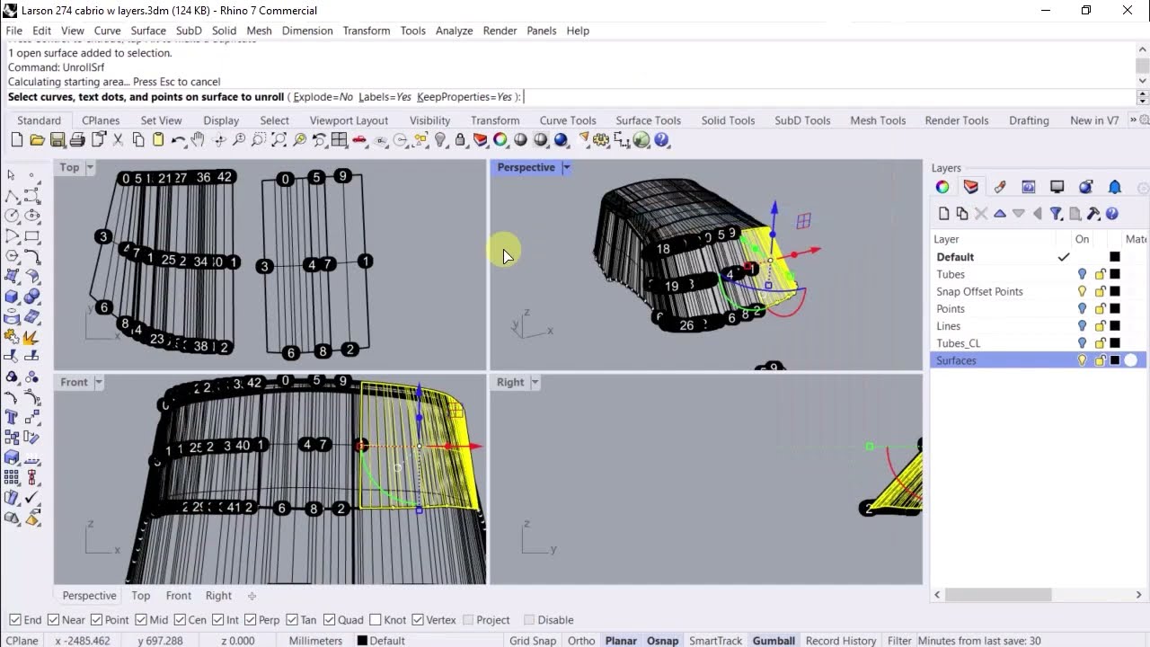 Producing Marine Canvas in Rhino CAD from PhotoModeler Exports