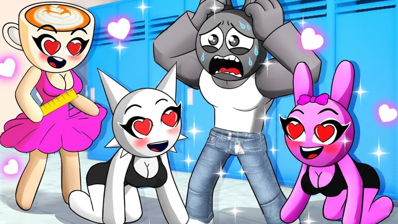 Sprunki Gray Became POPULAR in GIRLS ONLY Roblox Server | SprunBlox