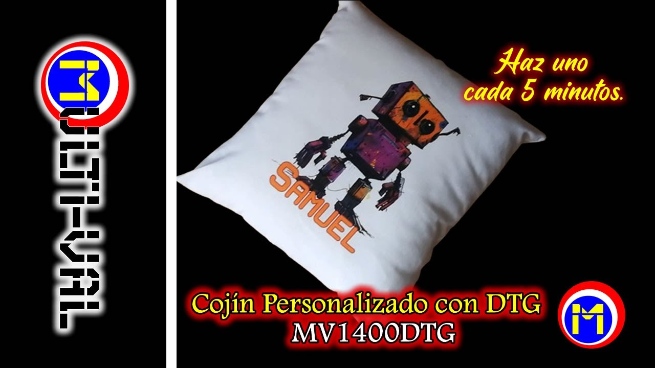 🤖 Cojín De Algodón Personalizado Con DTG ( Impresora Casera MV1400DTG ). 🥱
