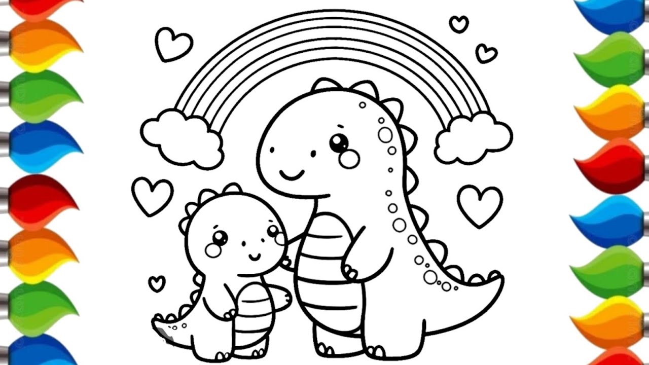 How to Draw a Mommy and Baby Dinosaur | Easy Step by Step Tutorial