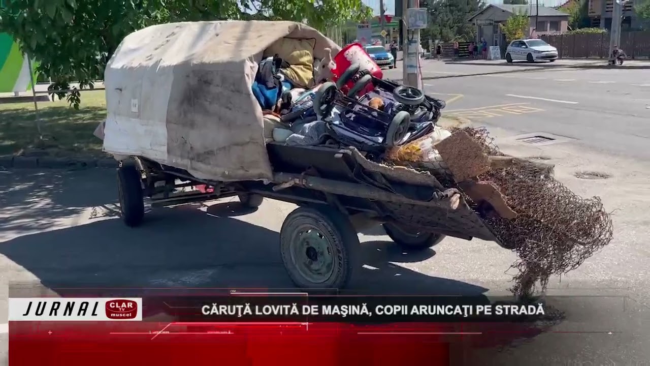 Căruță lovită de mașină, copii aruncați pe stradă ( 02 08 2024 )