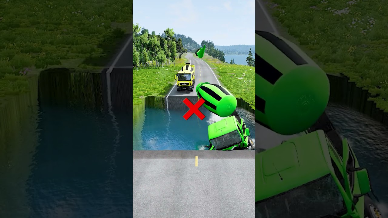 Cement mixer trucks vs water pit #15 | #beamngdrive #monstertruck #beamngdrivemods