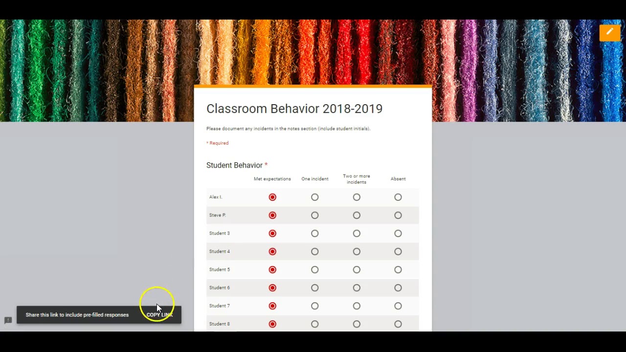 Tracking Classroom Behavior Using Google Forms
