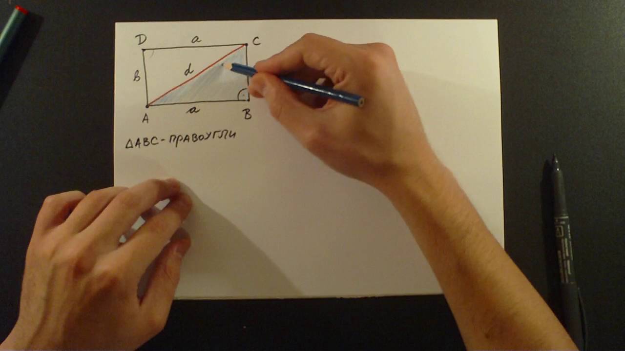 Pitagorina teorema. Primena na pravougaonik. Formula d² = a² + b²