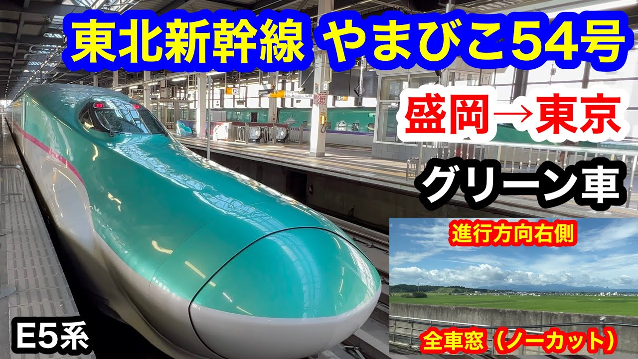 東北新幹線やまびこ54号 4K  盛岡→東京 グリーン車 全区間車窓（ノーカット）進行方向右側