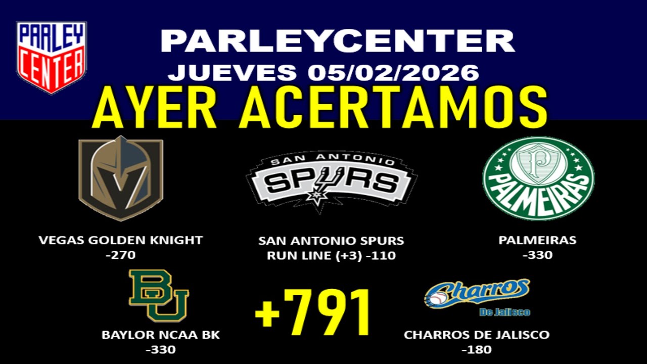 PRONOSTICOS  NFL, NHL Y NBA  PARA HOY LOGROS JUEVES 05/02/2026 🔥PARLEY GRATIS🔥