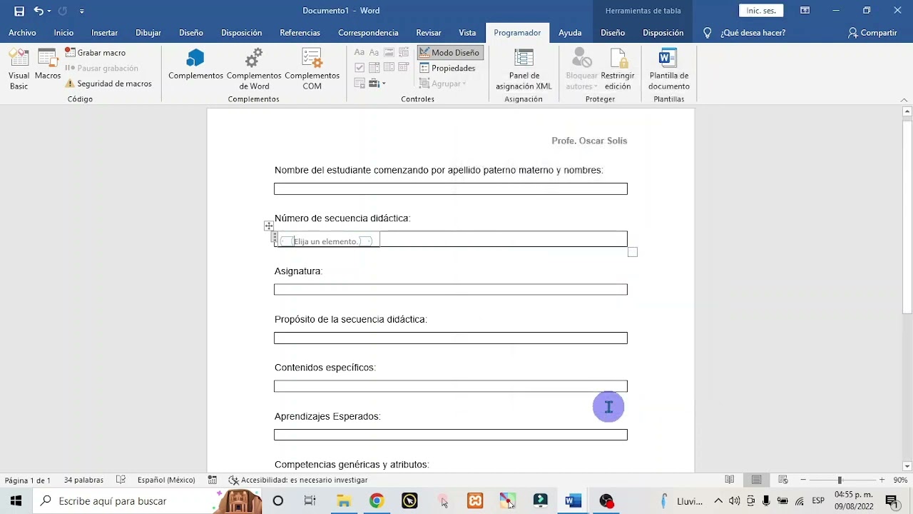 Como crear un formulario en Word