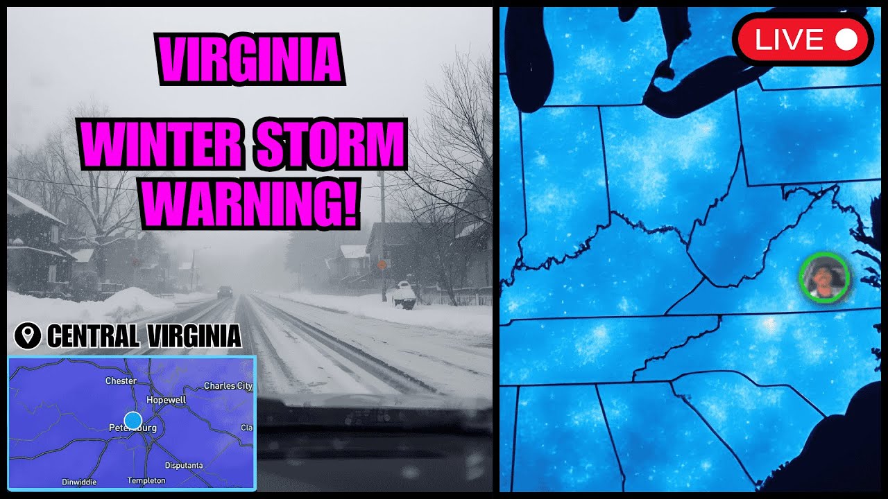 🔴 WINTER STORM WARNING - Virginia - Live Storm Chaser
