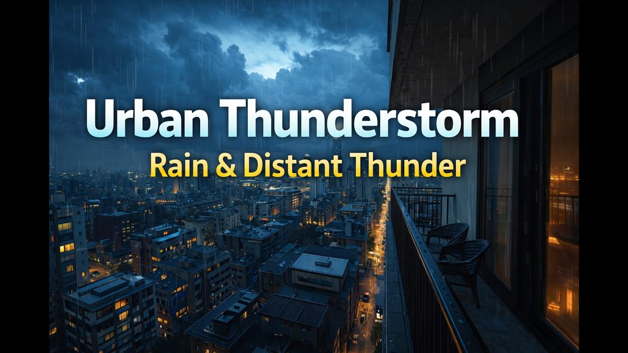 Urban Thunderstorm from Above 🌧️Rain & Distant Thunder | 8 Hours Sleep, Focus & Relax