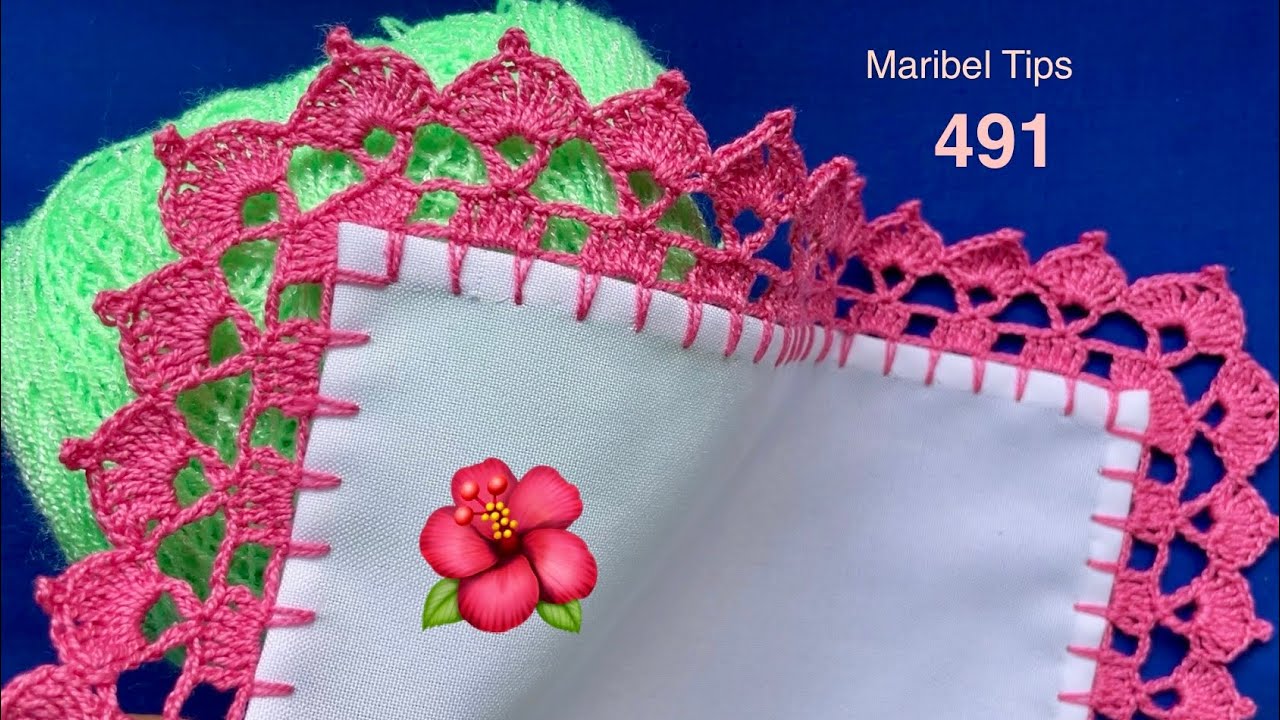 Aprende a Tejer Una Puntilla Fácil a crochet🧵 Paso a Paso Orillas de vueltas  para SERVILLETAS# 491