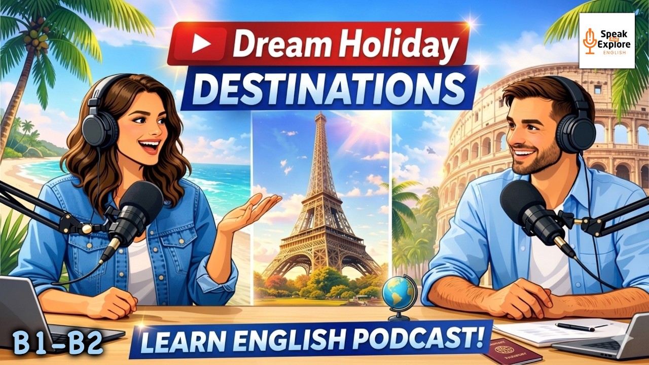Learning English Podcast | ESL Travel Conversation About Dream Holiday Destinations (With Subtitles)