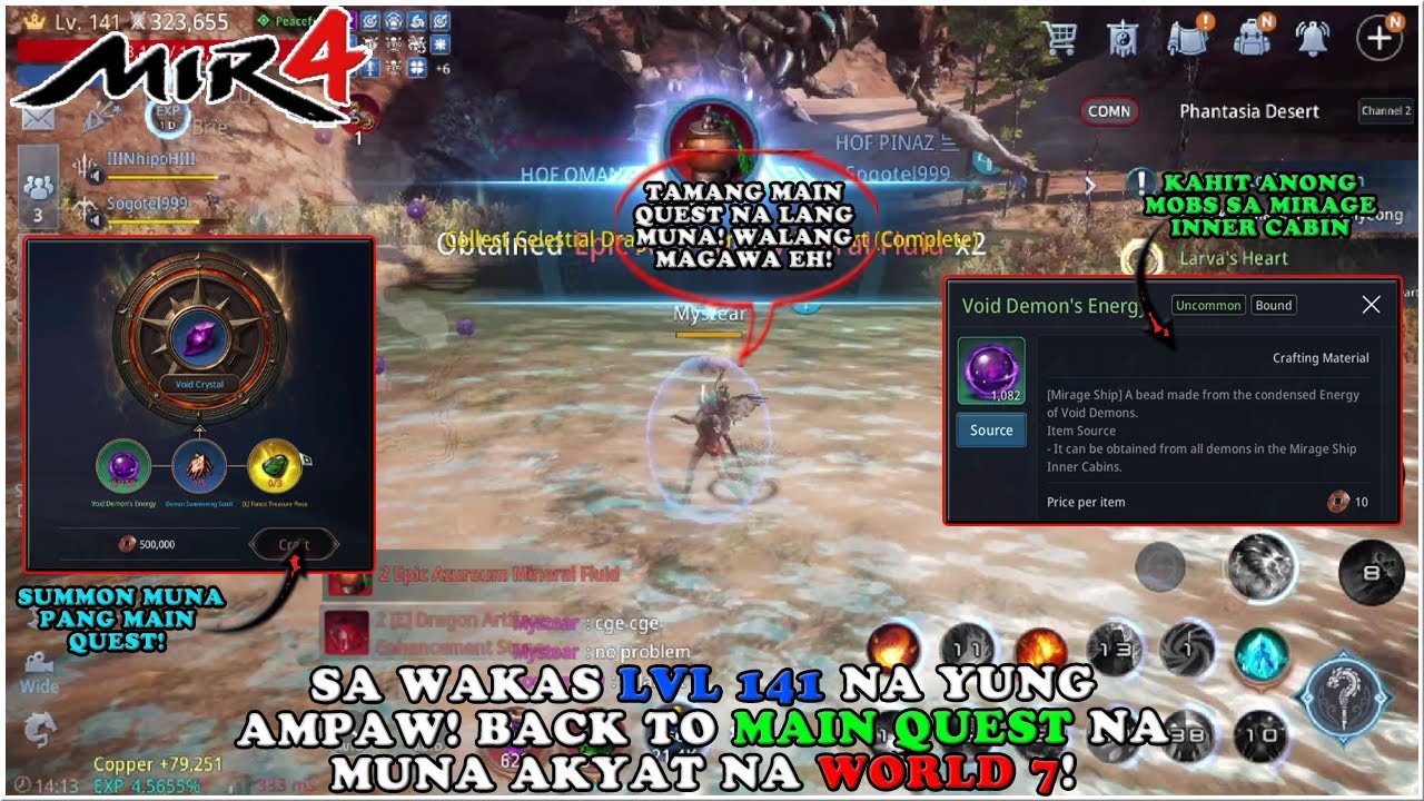 MIR4 - BACK TO MAIN QUEST MUNA SI AMPAW LVL 141 NA! BUTI NA LANG KAYA NA MGA MOBS SA QUEST! - F2P