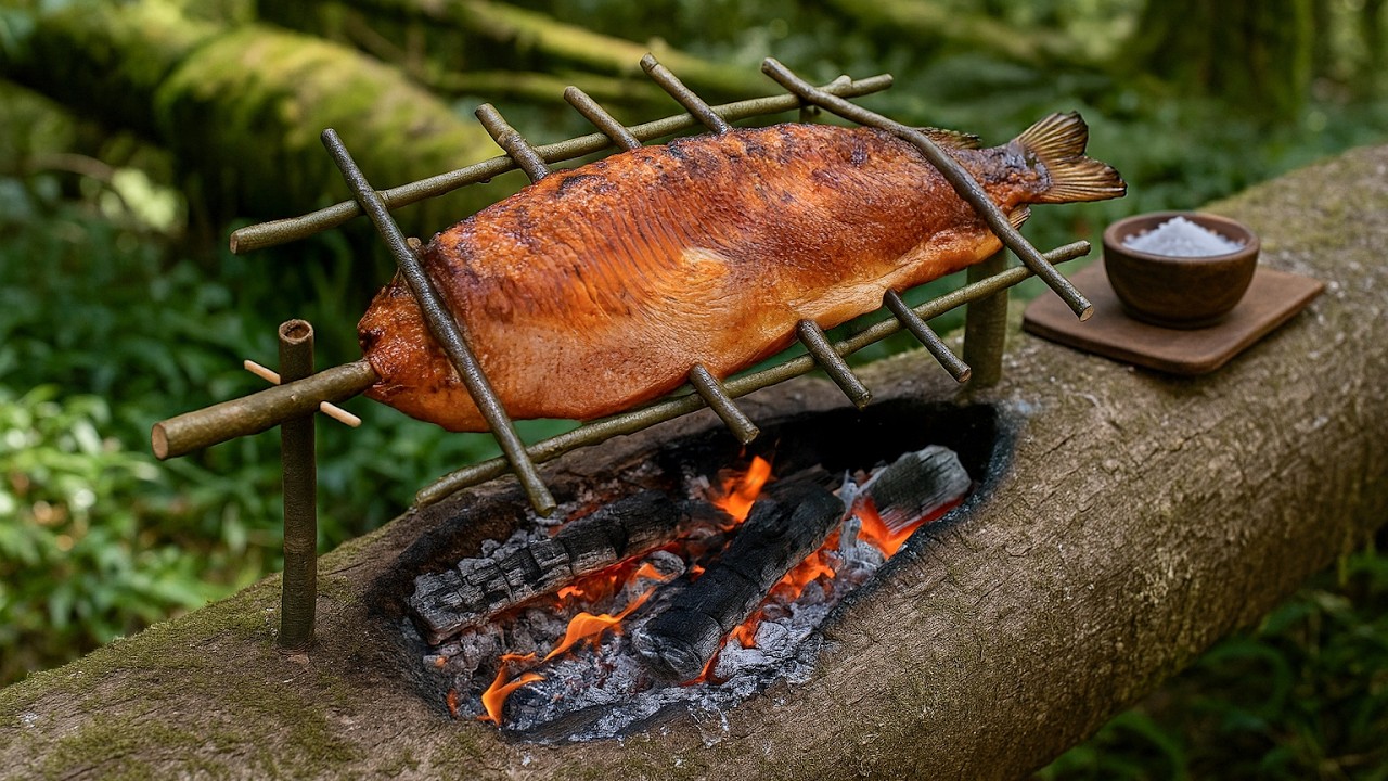 Wild-Cooked Fish Smoked Under Pine and Roasted on Handmade Spit