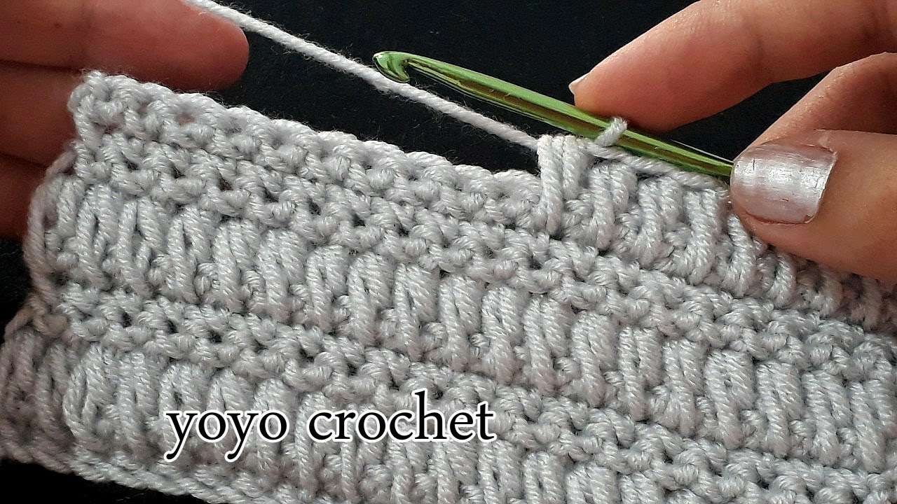كروشية غرزة الكونو مجسمة وسهلة للمبتدئين  لعمل كوفية / وتصلح للشنط / the Cone Stitch #يويو كروشية