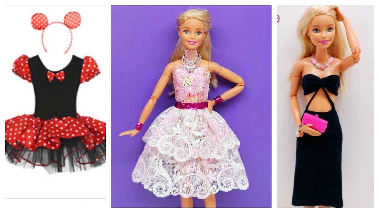 Easy and Beautiful DIY Barbie Doll Dresses / DIY Minnie Mouse Costume For Barbie