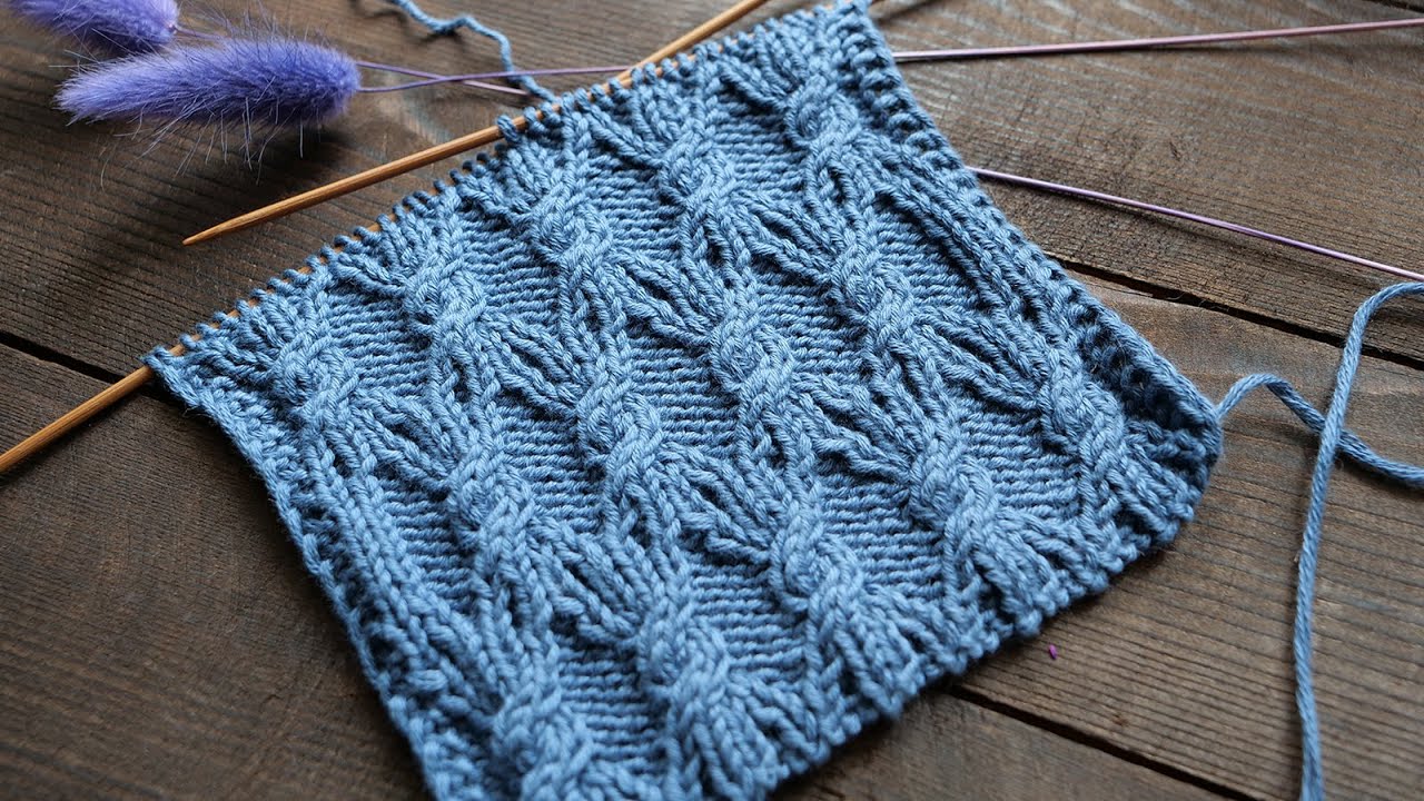 Узор спицами из кос и резинки ꕥ Cables and rib knitting pattern