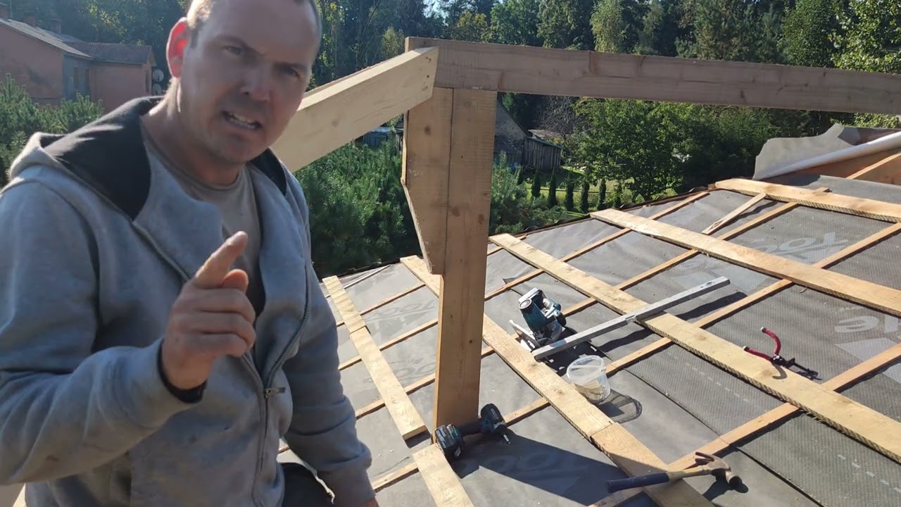 Mājas būvniecība 75. daļa. Verandas jumta konstrukcija.