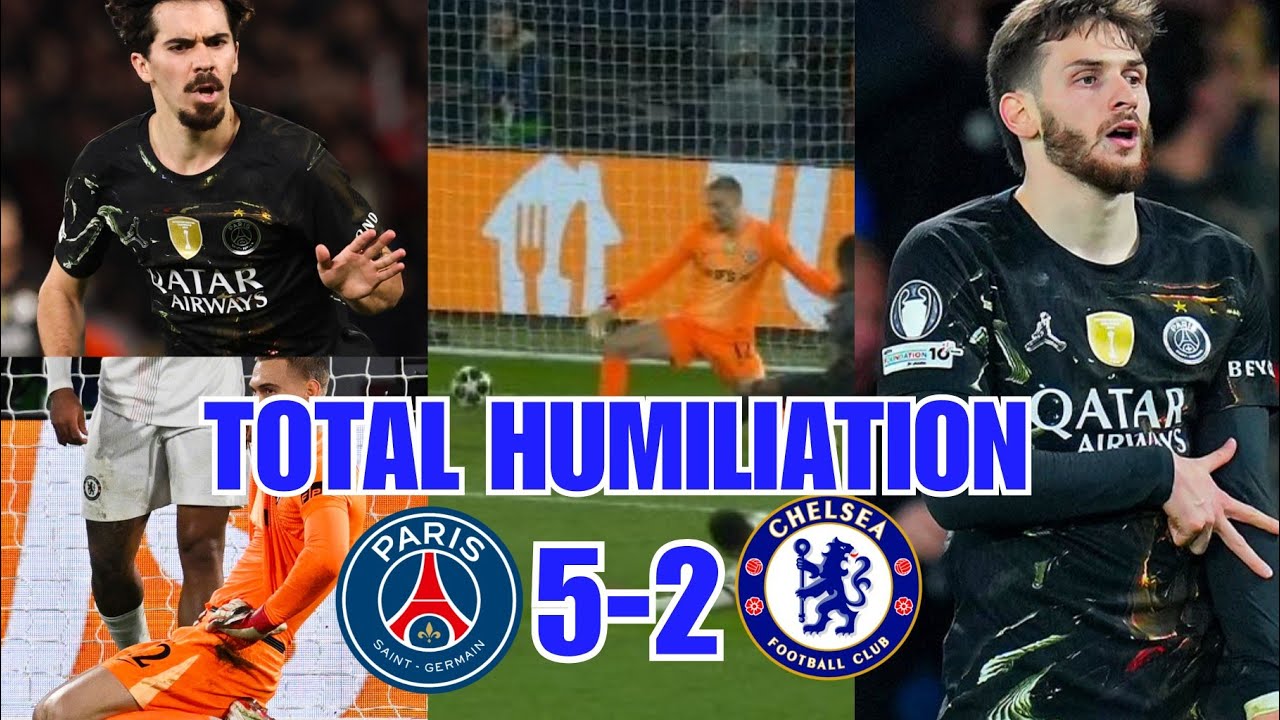 PSG 5-2 Chelsea 😭 UCL Humiliation! Dembele, Kvaratskhelia & Barcola Goals | Fans Reaction