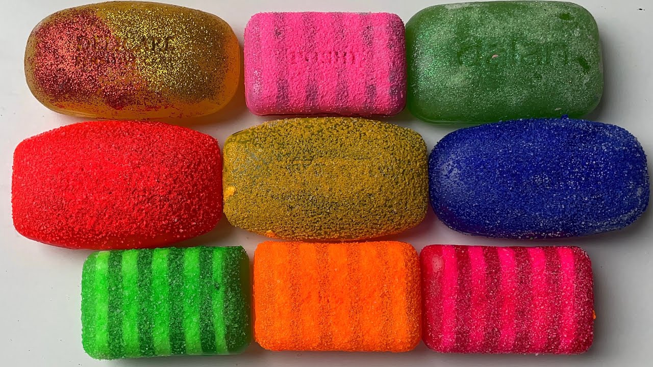 ASMR cutting of soft glycerin soap in breading