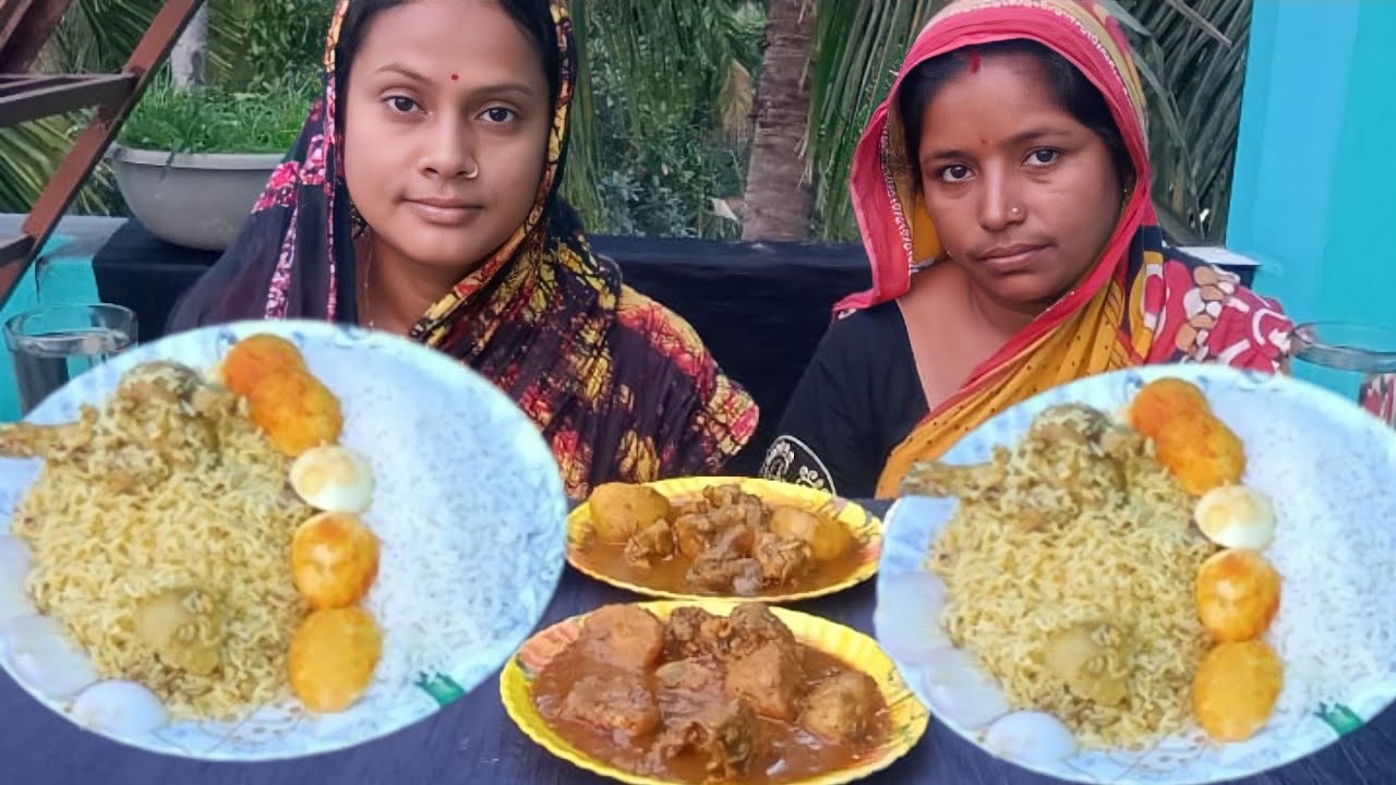 Bengali food||2 jaa er challenging video(chicken biryani fry egg rice chicken curry)funny punishmen
