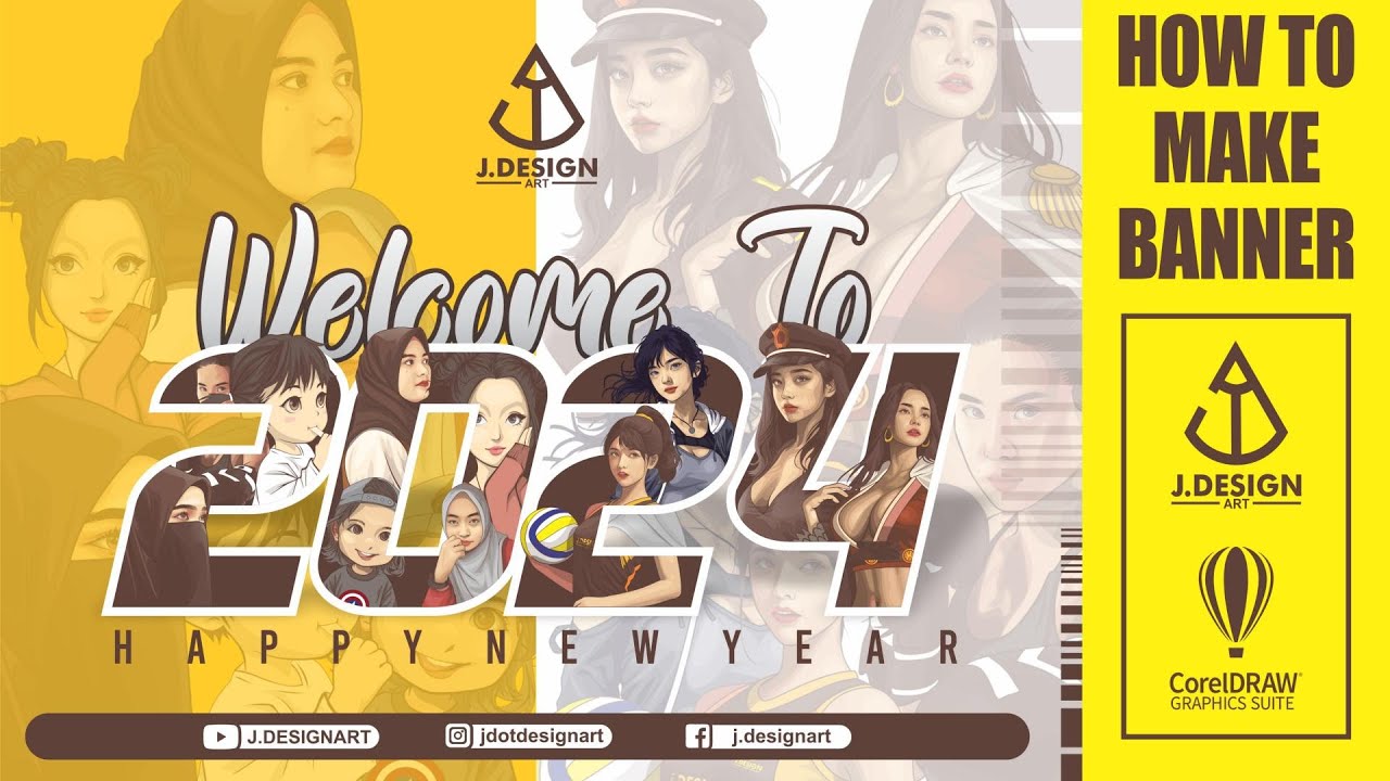 HOW TO MAKE PERFECT BANNER WELCOM TO 2024 COMBINATION VECTOR ART