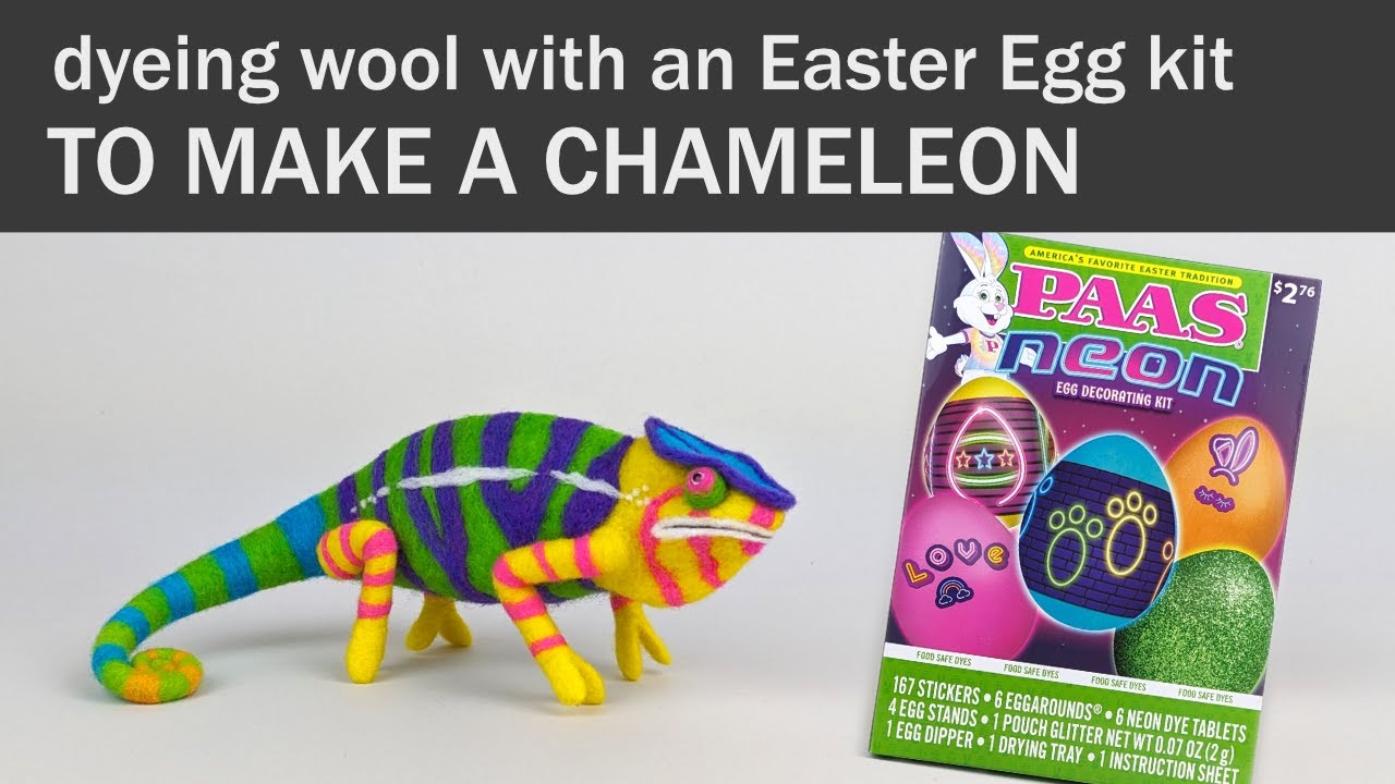 Using An Easter Egg Decorating Kit To Dye Wool And Make A Panther Chameleon | Needle Felted Animal