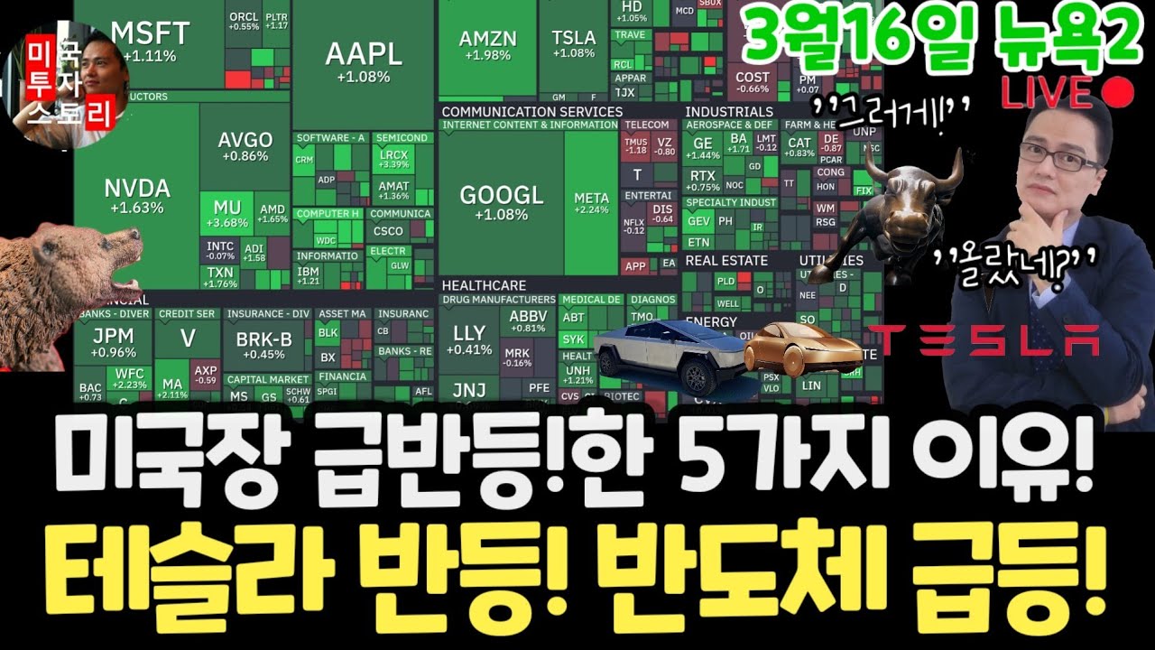 미국주식시황/이란전쟁끝? 네비우스 코어위브 폭등! 테슬라 엔비디아 구글 애플 아마존 메타 마소 팔란티어 아이온큐 삼성전자 MU 브로드컴 오라클 코어위브 샌디스크 비트코인 금은LLY
