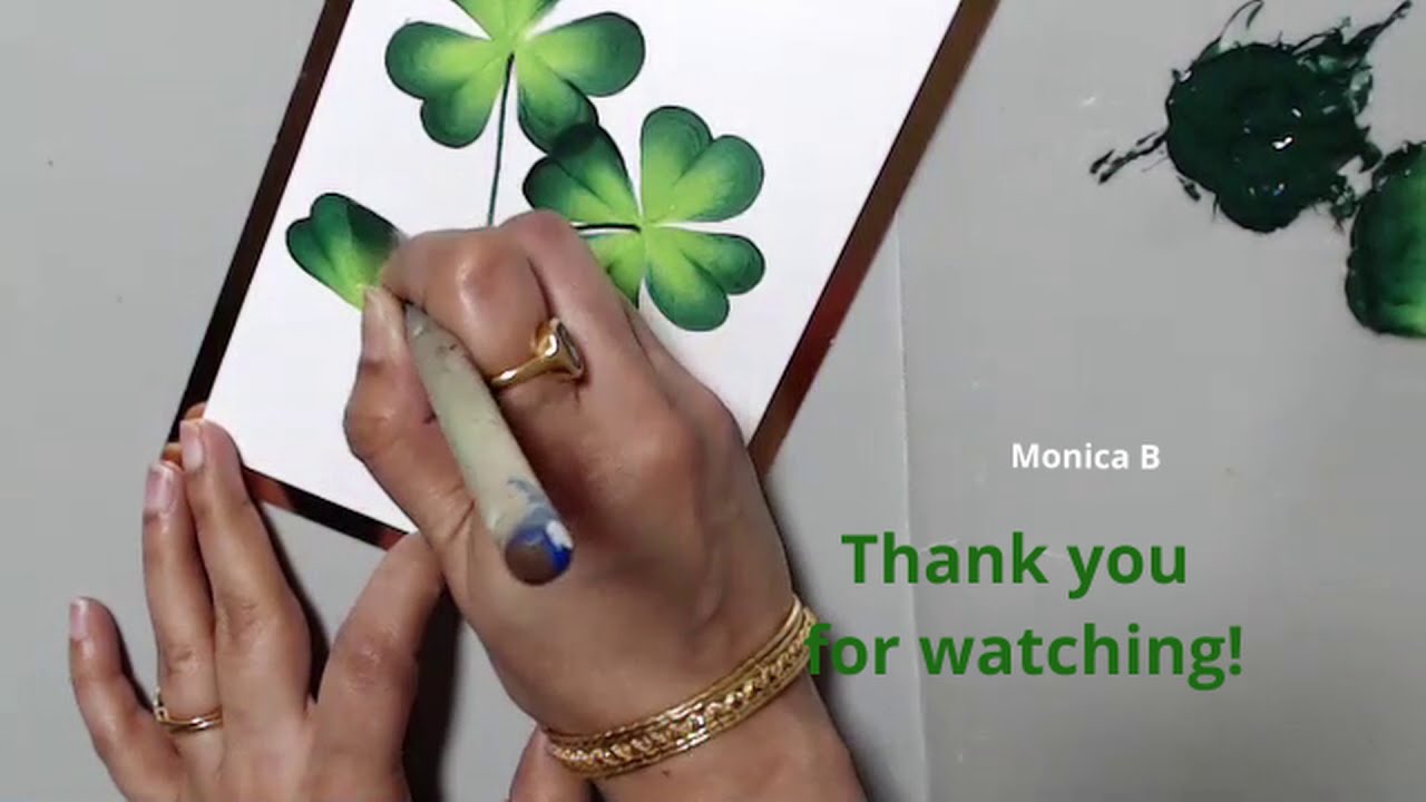Happy St. Patricks day! How to paint a clover leaf in One stroke Style