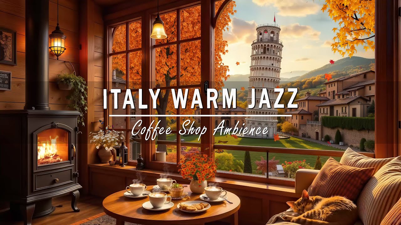 Warm Autumn Caf&eacute; by Leaning Tower of Pisa ☕🍂 Smooth Jazz Instrumental Music for Work & Focus