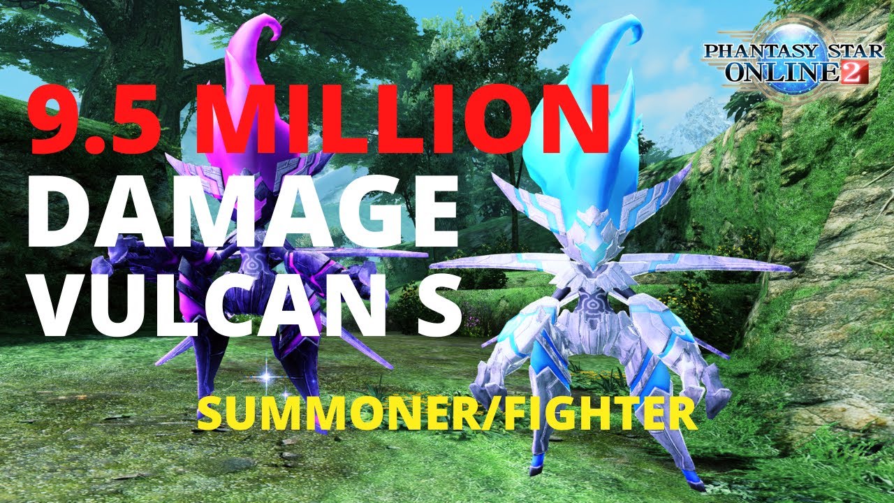 PSO2 - Test Damage Summoner/Fighter with Vulcan S (9.5 million Damage) on Rockbear
