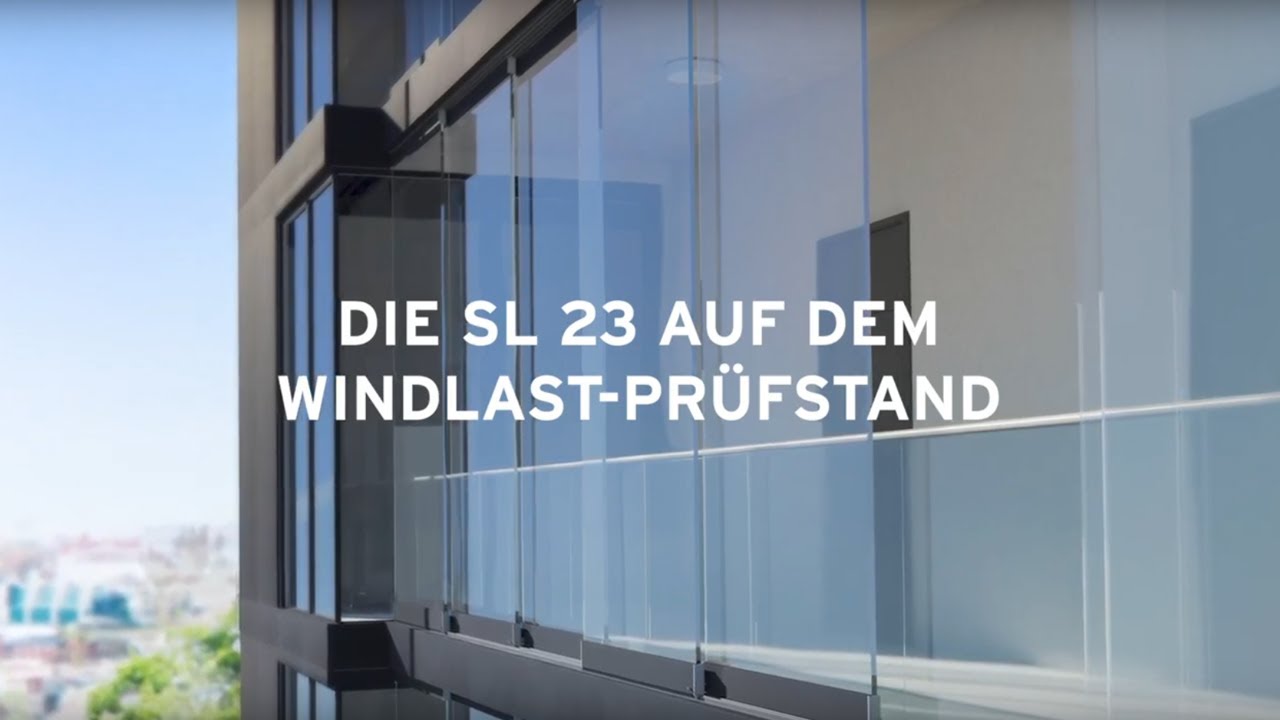 Solarlux Schiebesystem SL 23 auf dem Windlast-Pr&uuml;fstand