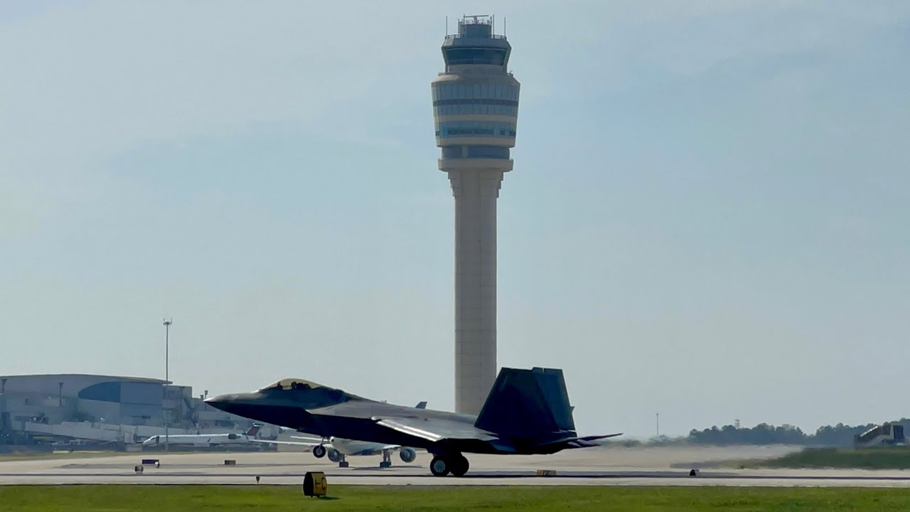 F-22 Raptors arrive at Hartsfield-Jackson Atlanta International Airport for the Atlanta Air Show!