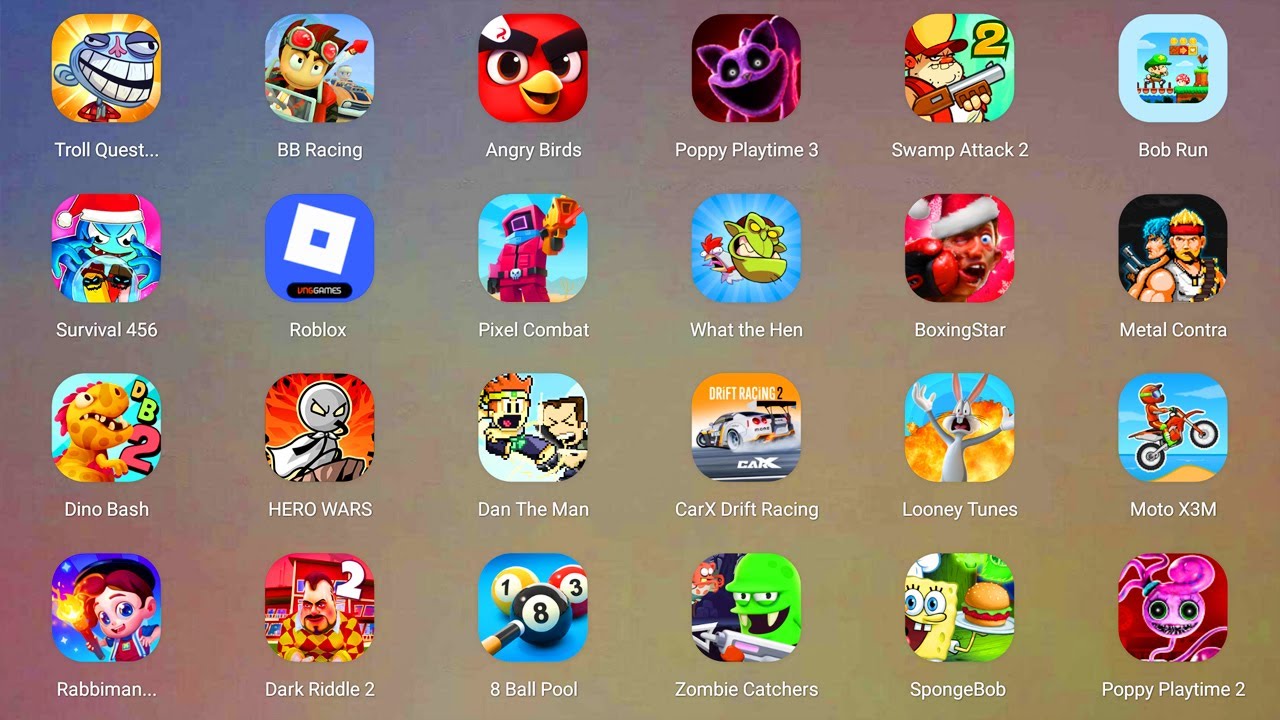 Roblox,Brain Puzzle 2,Banana Kong,Mr Funny's ToyShop,Red Ball,Angry Birds Friends,Flow Legends...